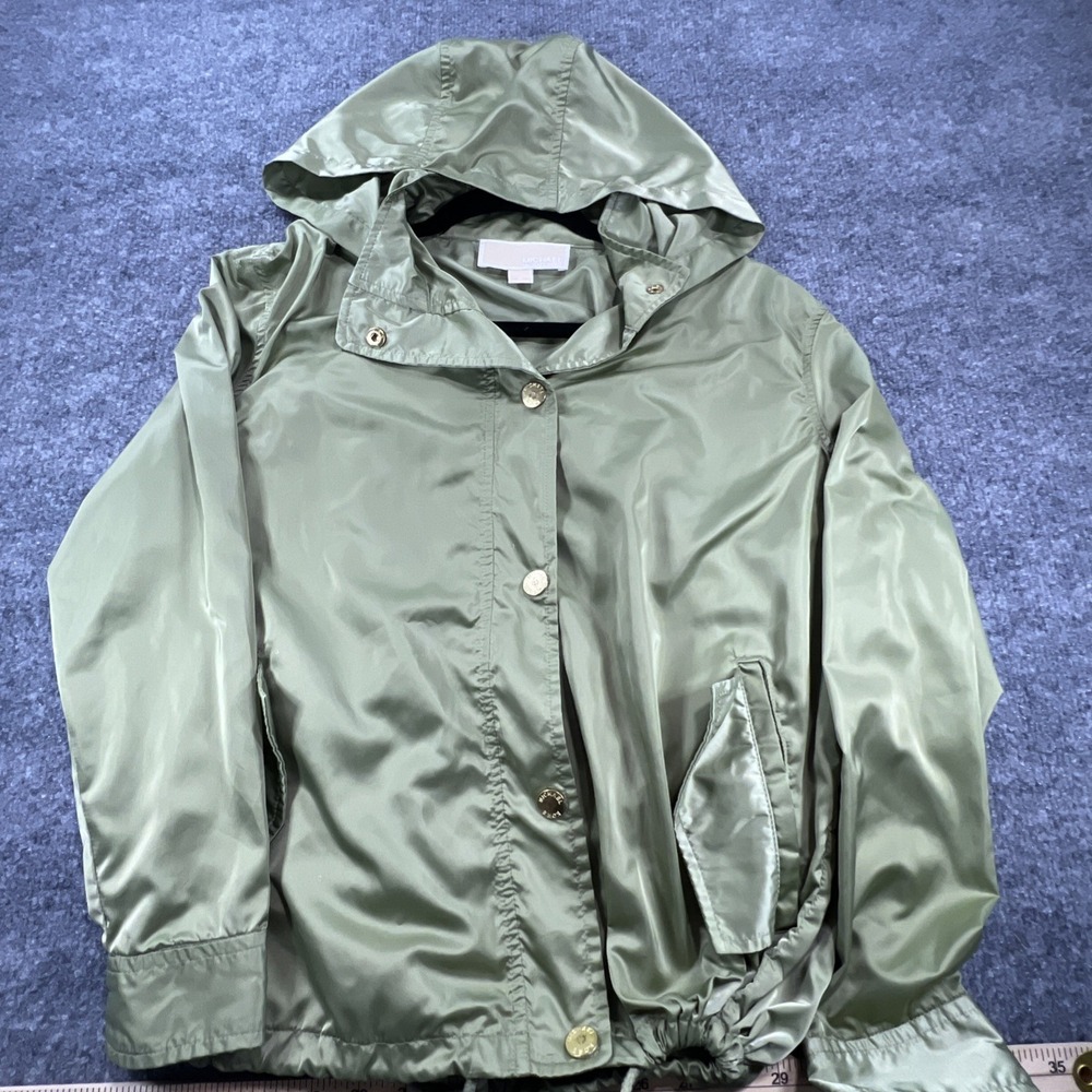 Michael Kors Packable Hooded Windbreaker Jacket - Light Sage Green Women Small